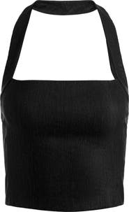 Alice + Olivia Fiona Crop Halter Top