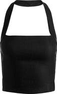 Alice + Olivia Fiona Crop Halter Top