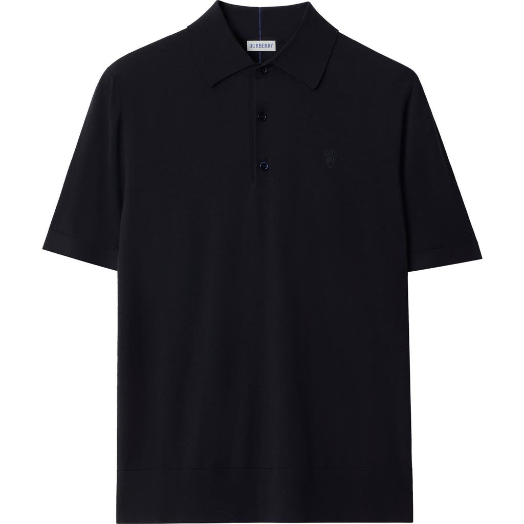 Shop Burberry Wool Polo Shirt In Navy