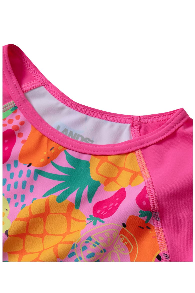 Big Girls 3 Piece UPF 50 Sun Protection Rash Guard Set, Alternate, color, Pink Marble