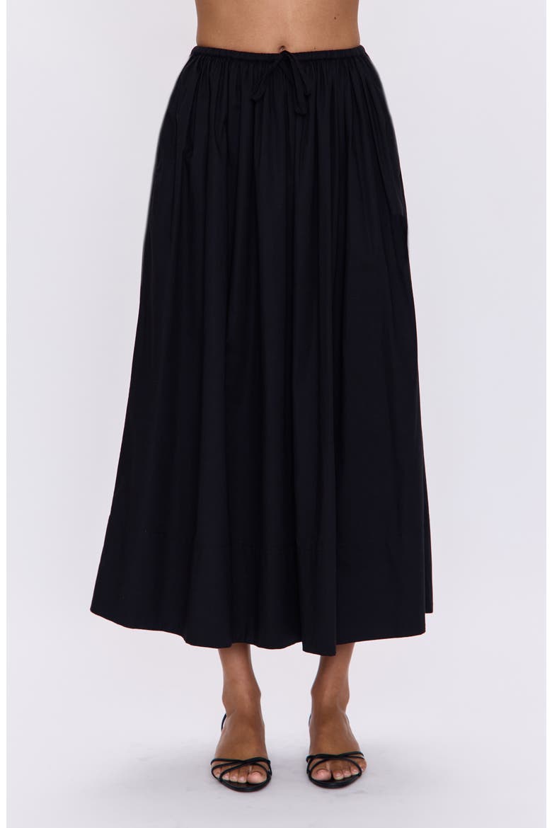 Noelle Stretch Cotton A-Line Midi Skit, Main, color, NOIR