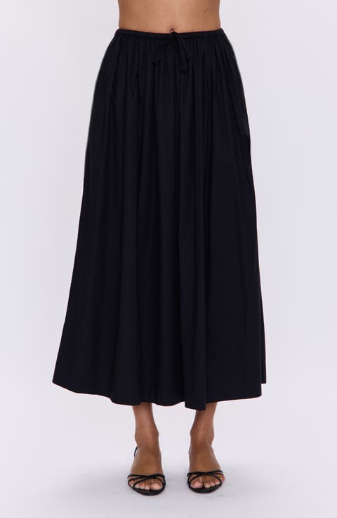 Noelle Stretch Cotton A-Line Midi Skit