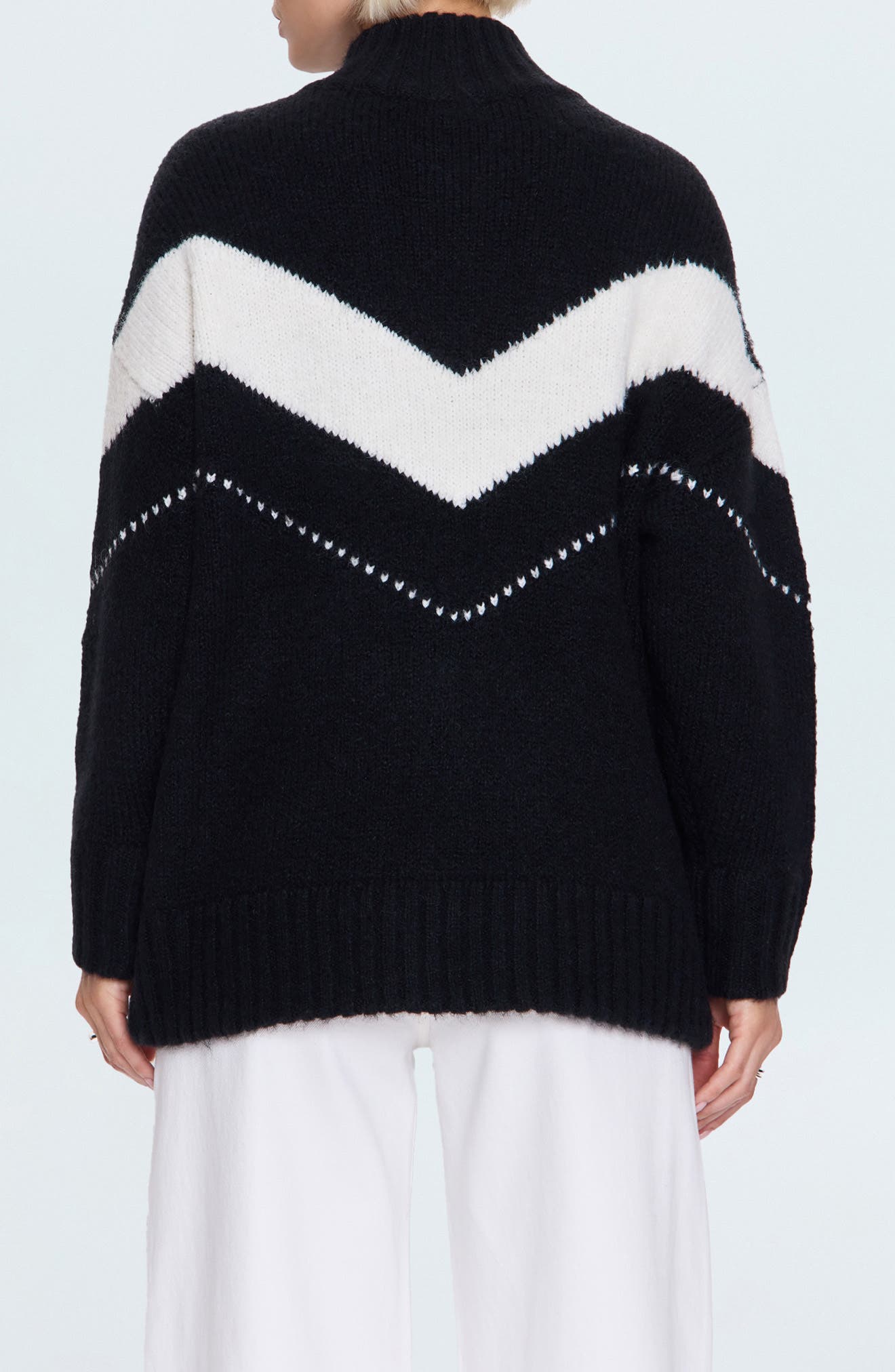 Arden Chevron Stripe Quarter Zip Sweater - image 2