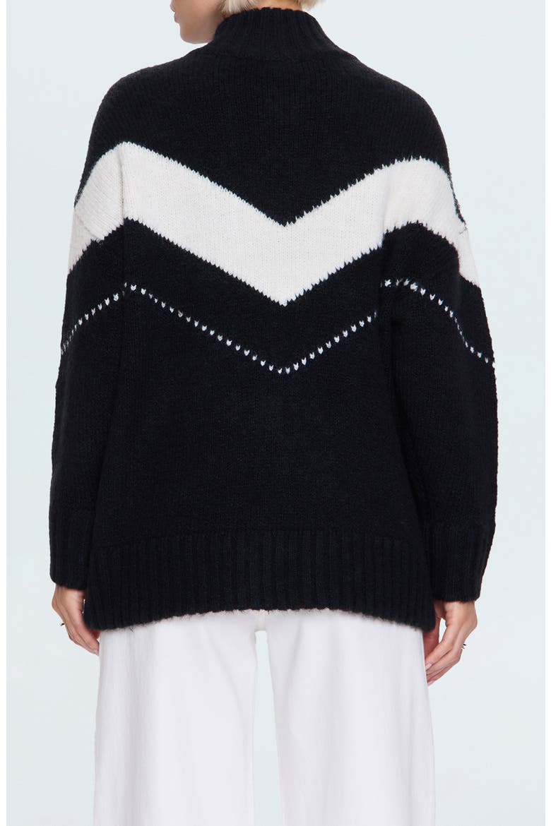 Arden Chevron Stripe Quarter Zip Sweater, Alternate, color, BLACK VANILLA ICE