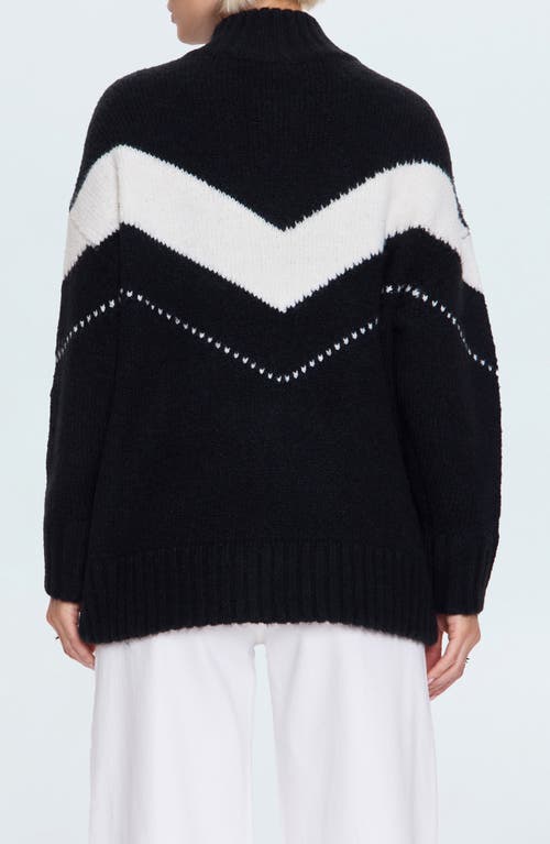 Pistola Arden Chevron Stripe Quarter Zip Sweater In Black