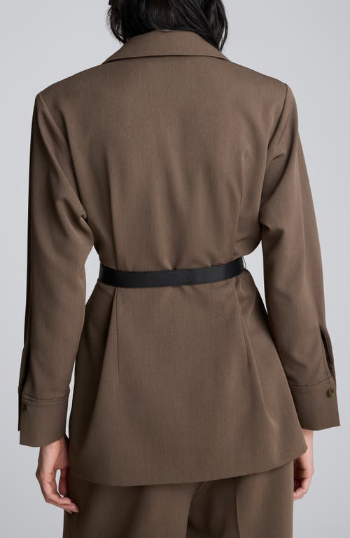 Kenneth Cole Melange Three Button Belted Soft Jacket In Brown
