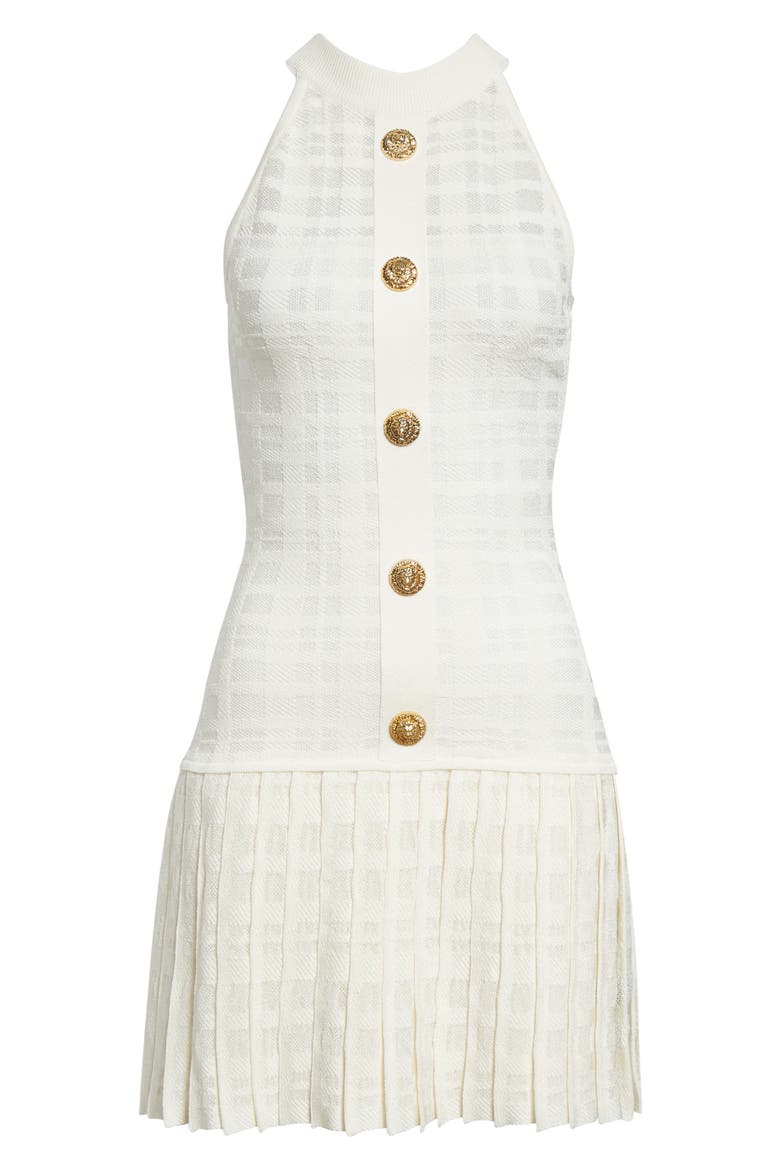Tartan Tattoo Pleated Sweater Dress, Alternate, color, NATURAL