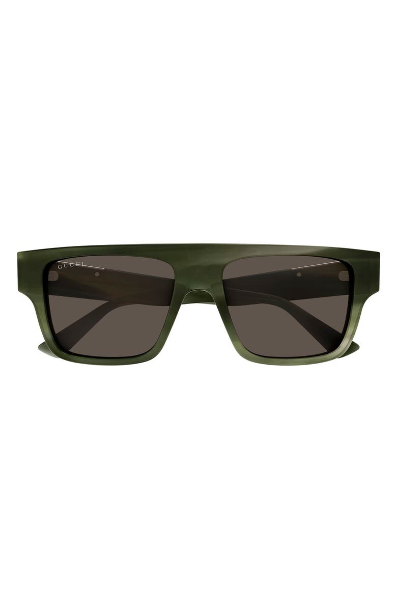 Gucci 53mm Rectangular Sunglasses, Main, color, Green