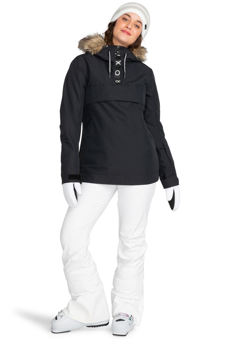 Shelter Hooded Snow Jacket with Removable Faux Fur Trim, Alternate, color, TRUE BLACK