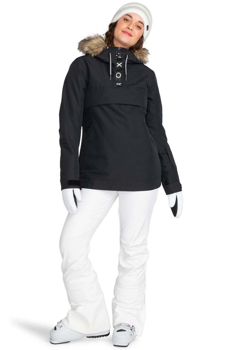 Roxy Shelter Hooded Snow Jacket with Removable Faux Fur Trim, Alternate, color,