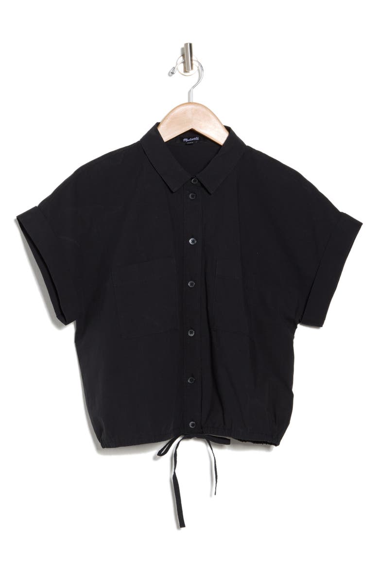 Madewell Drawstring Button-Up Signature Poplin Shirt, Alternate, color,