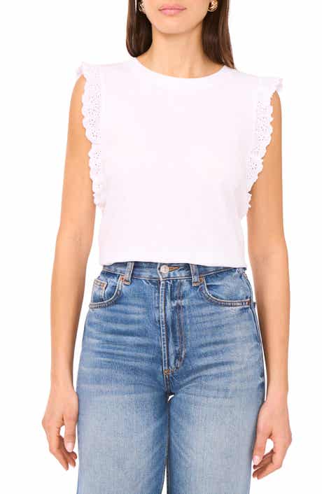 Two by Vince Camuto Ruffle Eyelet Tank Top