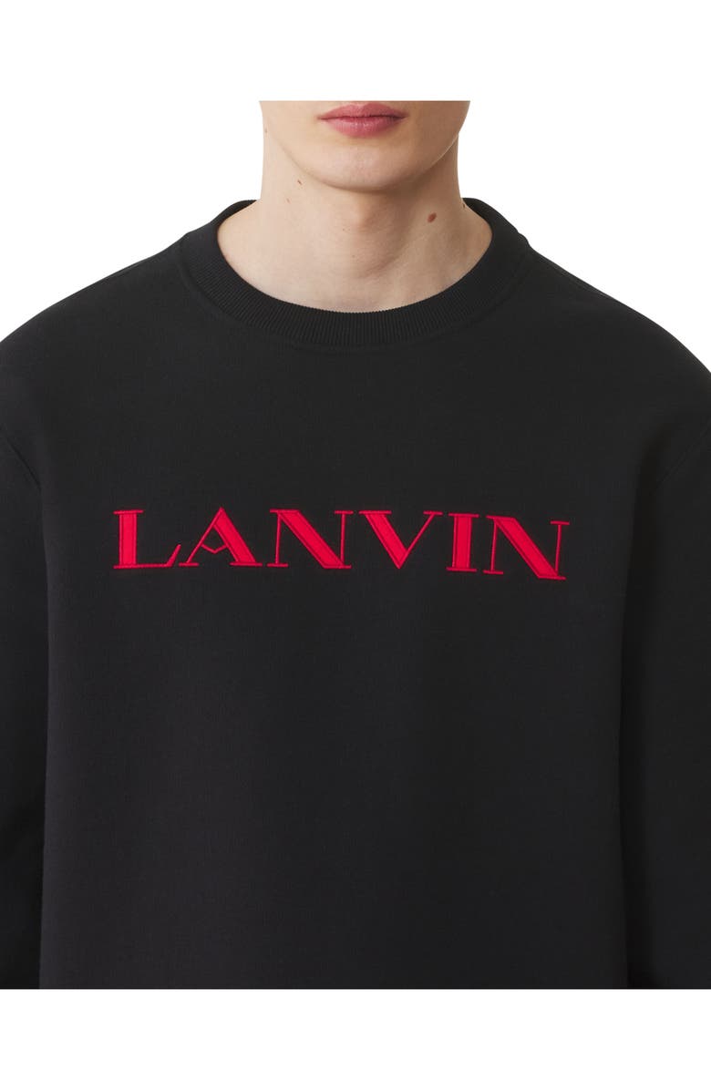 Lanvin Embroidered Cotton Sweatshirt, Alternate, color, Black