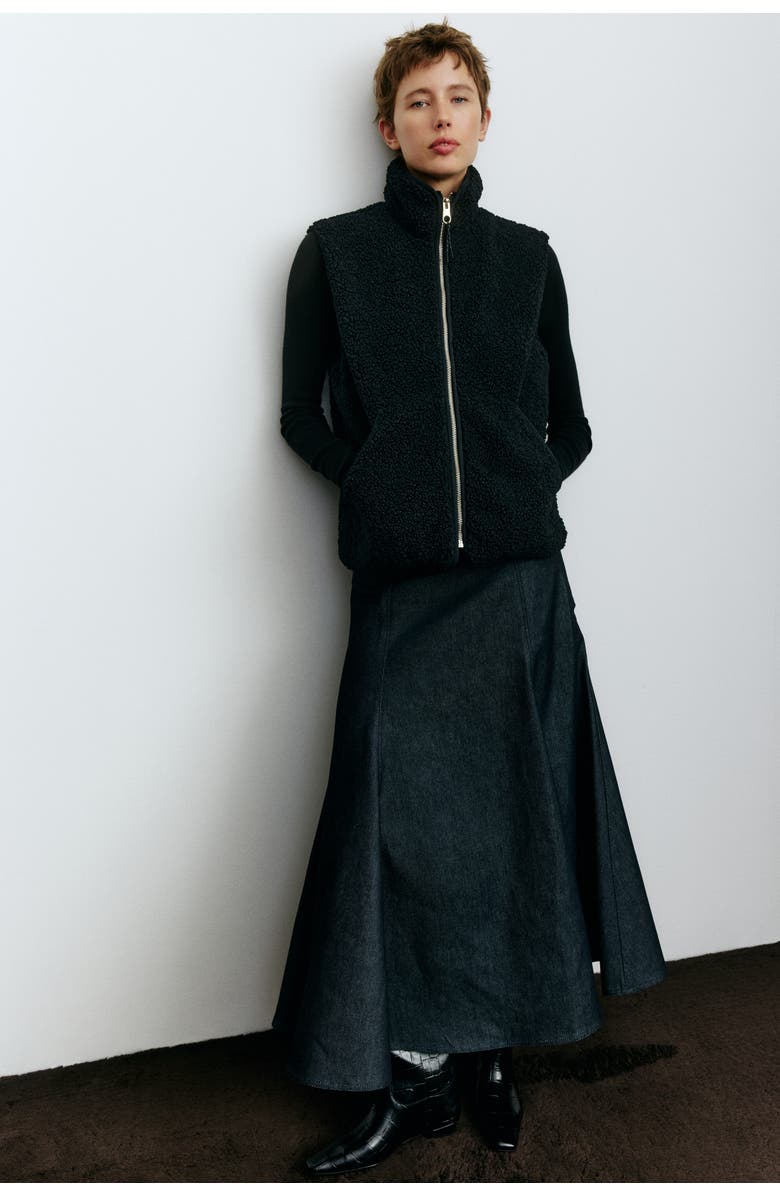 H&M Teddy Gilet, Alternate, color, Black