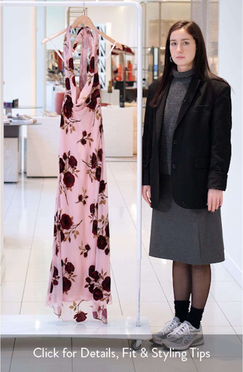 Rose Cowl Halter Dress, sales video thumbnail