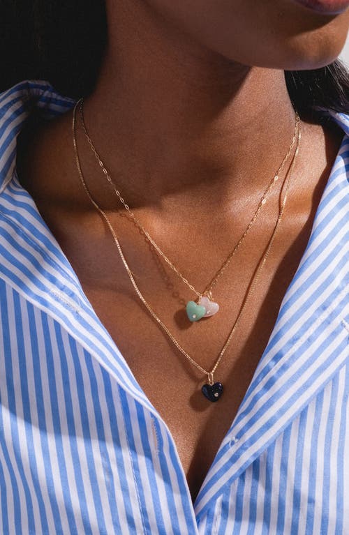 Local Eclectic Semiprecious Stone & Lab Grown Diamond Heart Charm In Pink