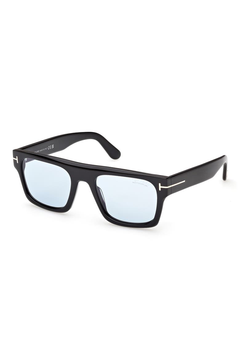 Cyrus 53mm Square Sunglasses, Alternate, color, SHINY BLACK / BLUE