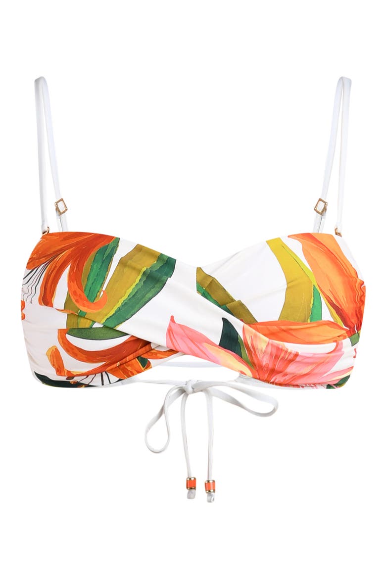 Jungle Blossoms Twisted Bandeau Bikini Top, Alternate, color, ORANGE MULTI