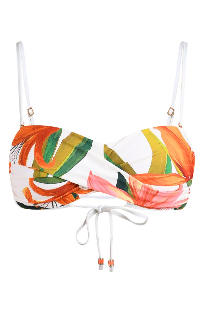 La Blanca Jungle Blossoms Twisted Bandeau Bikini Top, Alternate, color, Orange Multi
