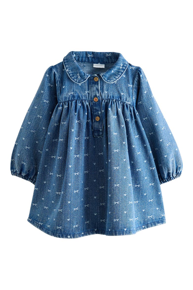 baby girl denim dress with long sleeve white shirt underneath Baby Girls 12-24m Denim Western Shirtdress - Medium Wash