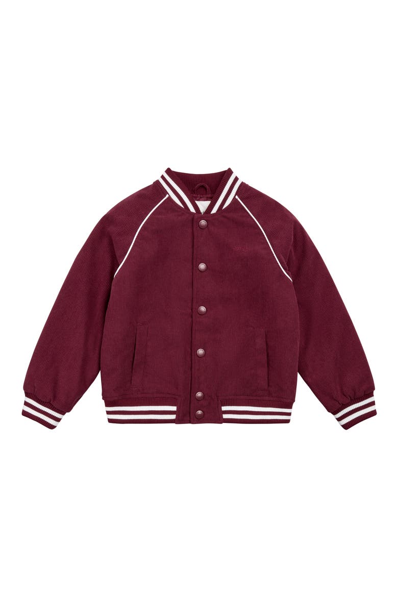 Kids' Corduroy Varsity Jacket, Main, color, BURGUNDY