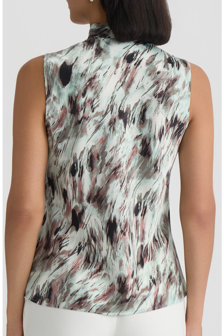 Abstract Print Tie Neck Sleeveless Top, Alternate, color, SEA GLASS MULTI
