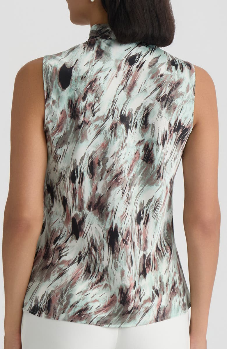 KASPER Abstract Print Tie Neck Sleeveless Top, Alternate, color,