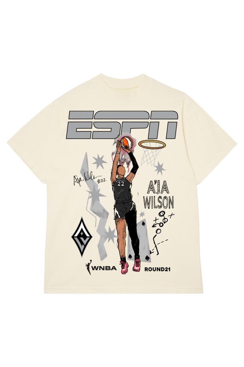 Unisex round21 A'ja Wilson Cream Las Vegas Aces ESPN Player Graphic T-Shirt, Main, color, Cream