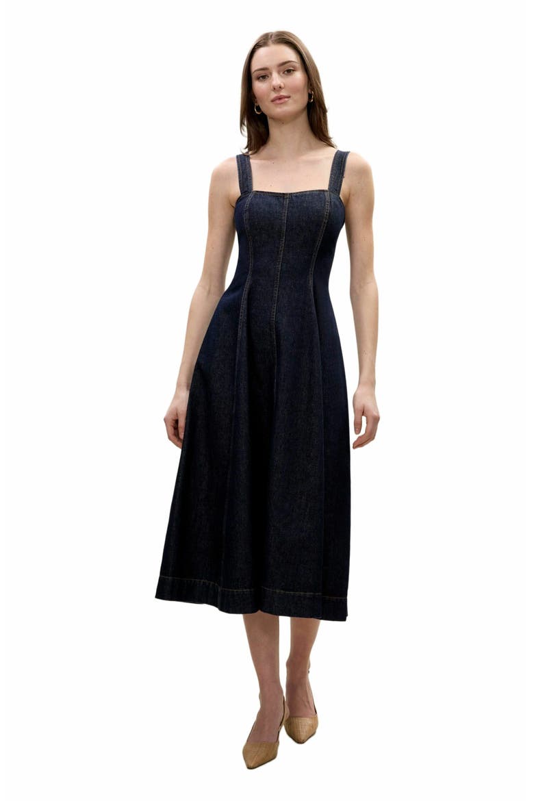 Gabrielle Denim Dress, Main, color, DEEP SEA WASH