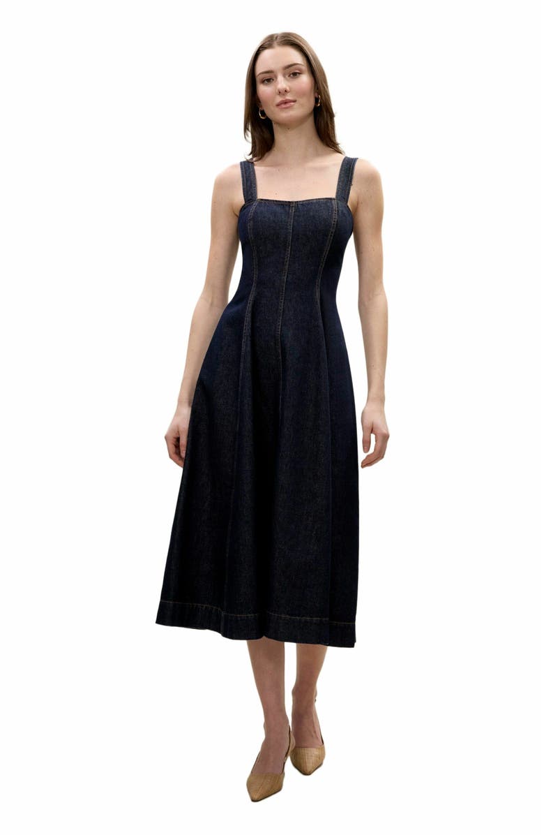 Rebecca Taylor Gabrielle Denim Dress, Main, color, Deep Sea Wash
