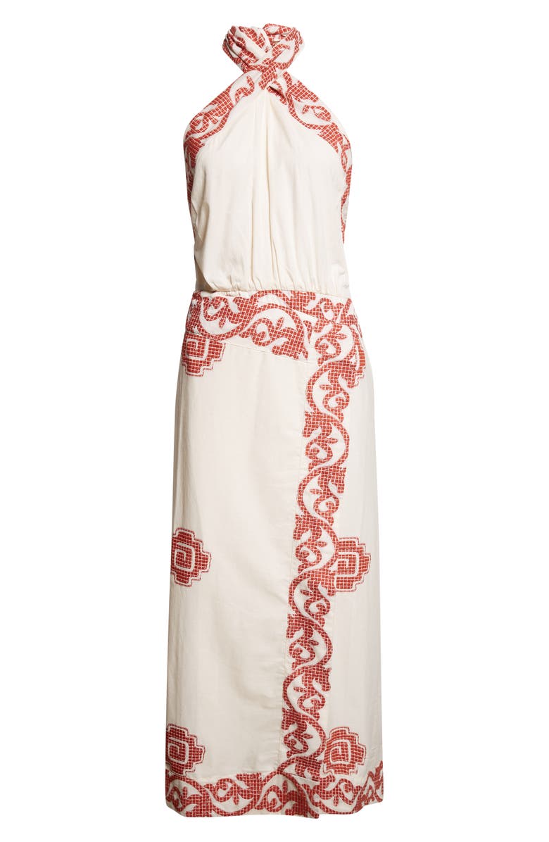 Johanna Ortiz Reinventing Cotton Halter Dress, Alternate, color, Ecru/ Red