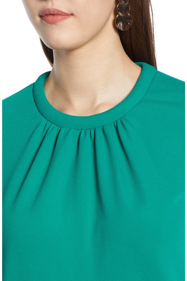 Pleat Front Crepe Top, Alternate, color, GREEN ULTRA
