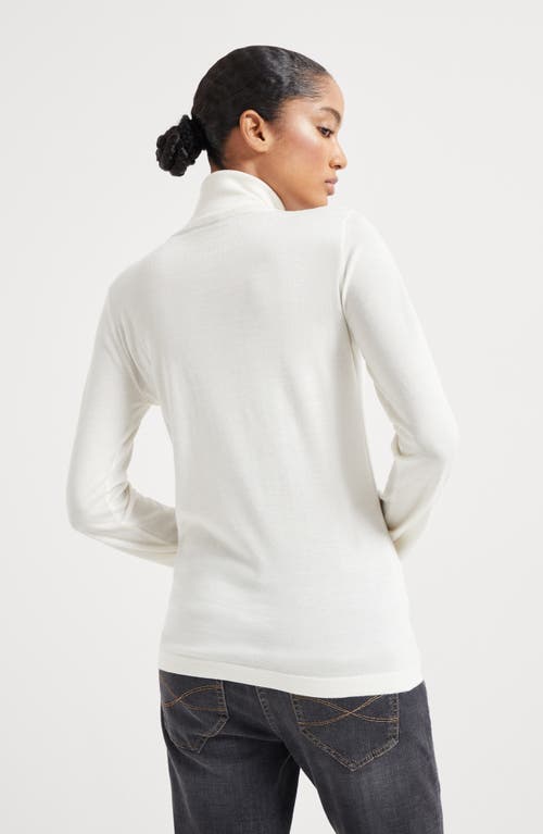 Brunello Cucinelli Women's Cashmere And Silk Lightweight Turtleneck Sweater In White