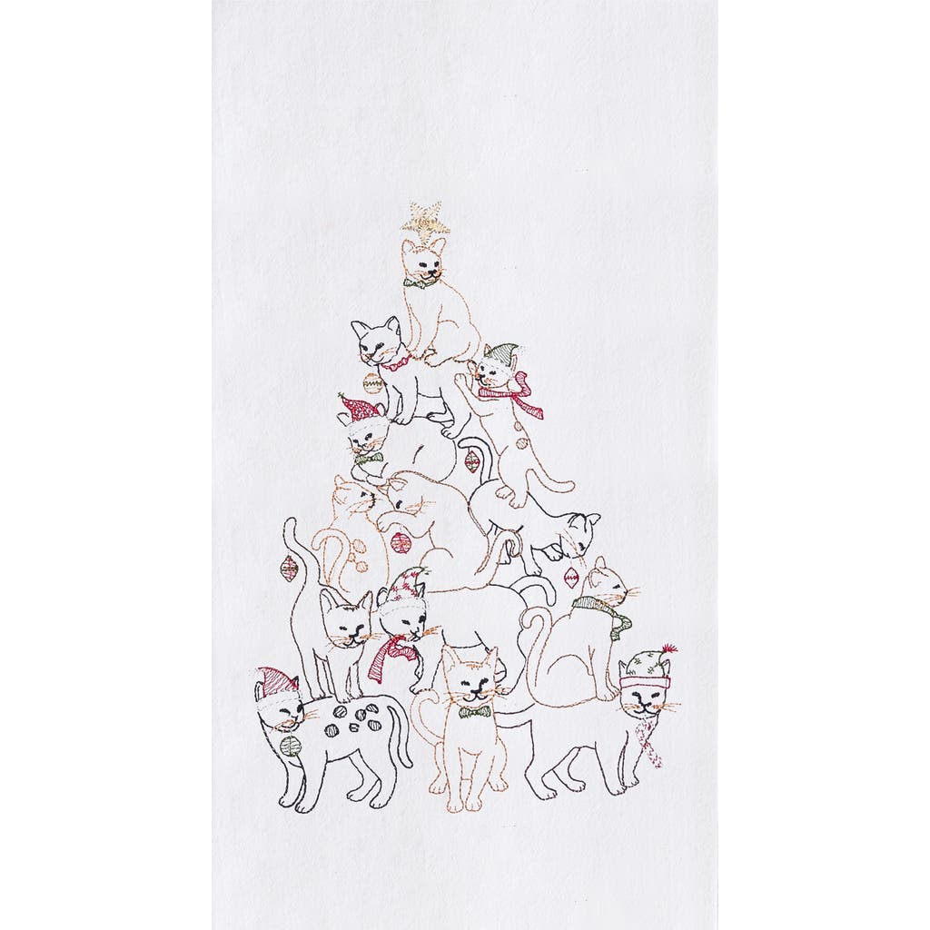 C & F Home C&f Home Cat Christmas Tree Flour Sack Kitchen Towel In White