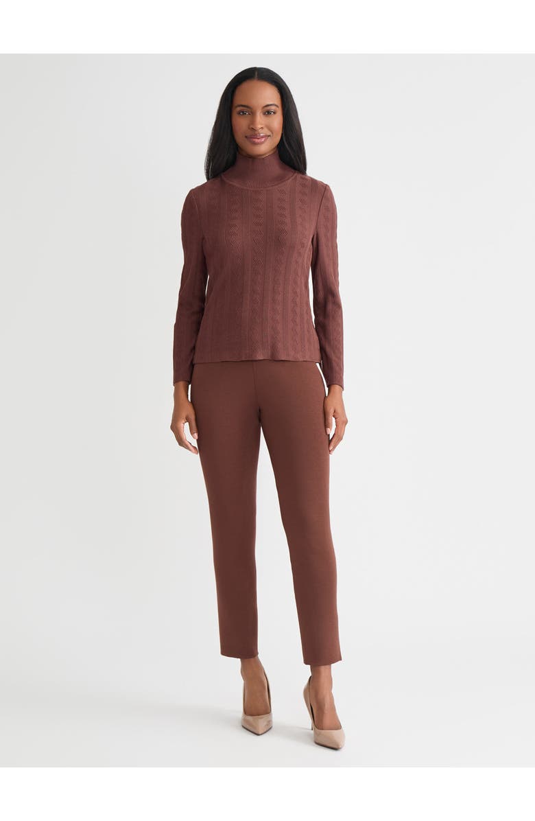 Misook Mock Neck Tonal Soft Knit Top, Alternate, color, Truffle