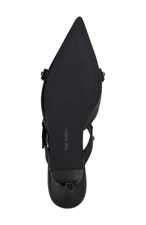 Yosi Samra Alexis Pointed Toe Kitten Heel Mule In Black