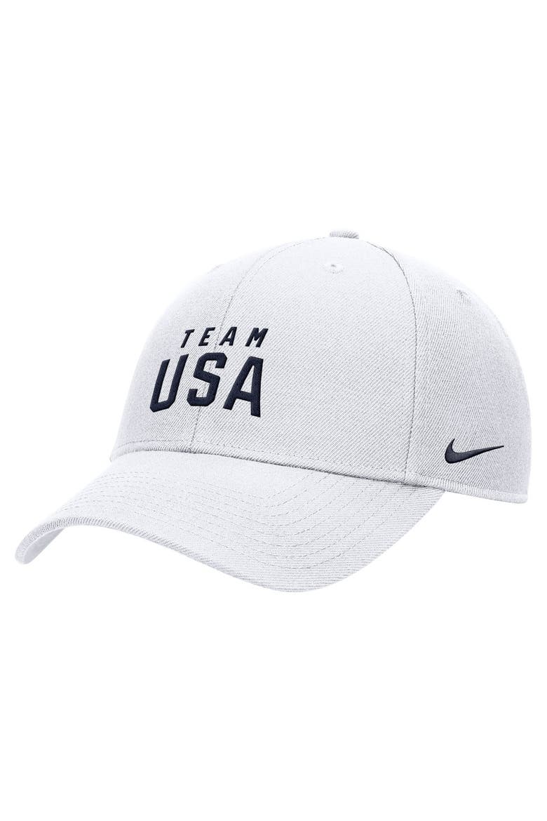 Men's Nike White Team USA Dri-FIT Club Adjustable Hat, Main, color, White
