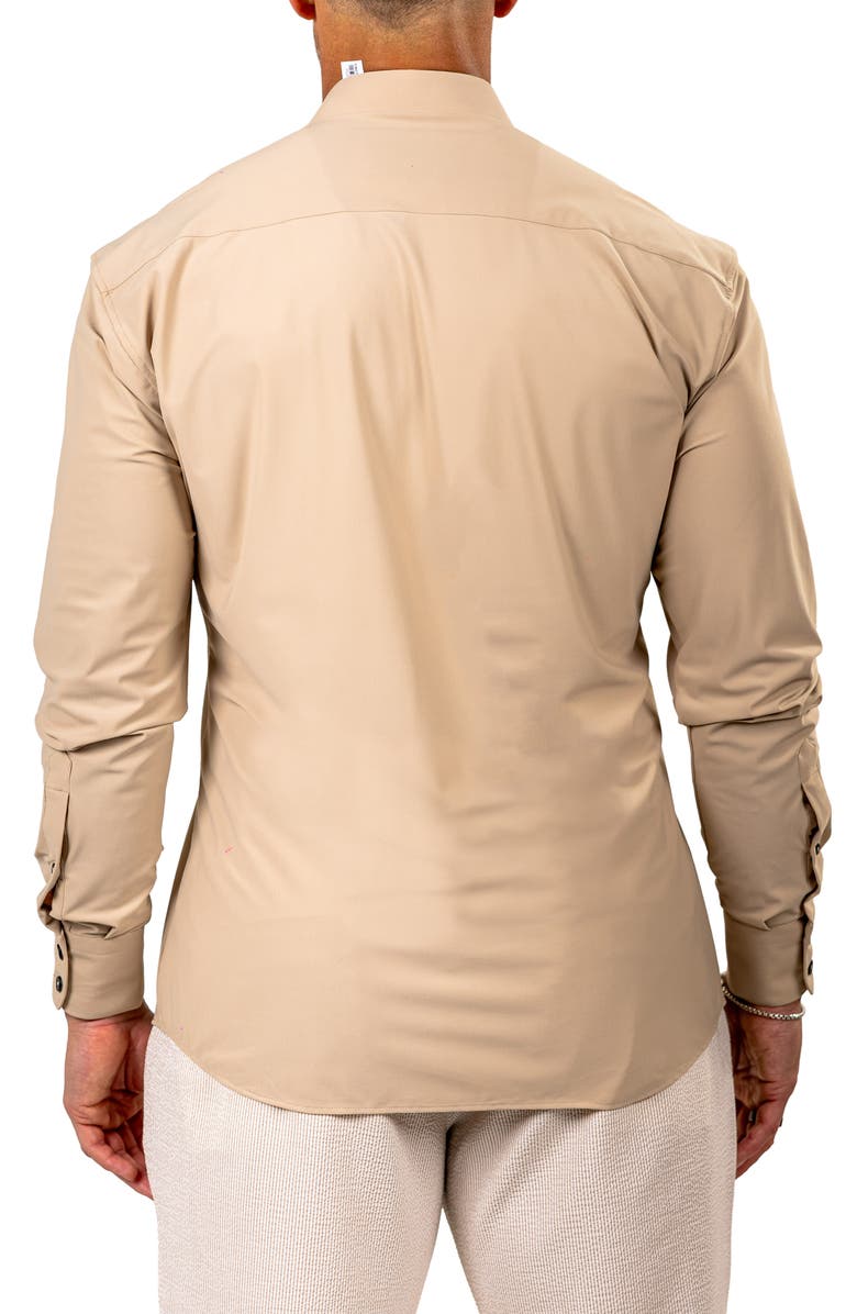 Maceoo Eins Shaped Fit Marthy3009 Brown Knit Button-Up Shirt, Alternate, color, 