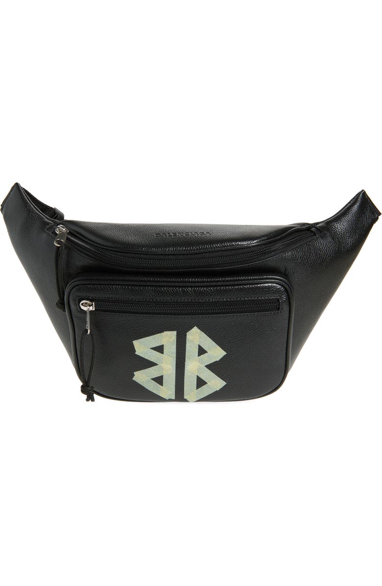 Balenciaga Explorer Tape Logo Leather Belt Bag, Main, color,