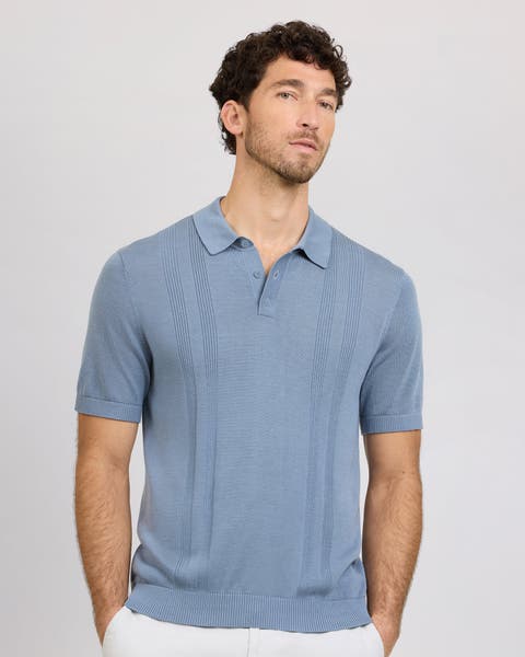 Silk Ribbed Knit Polo