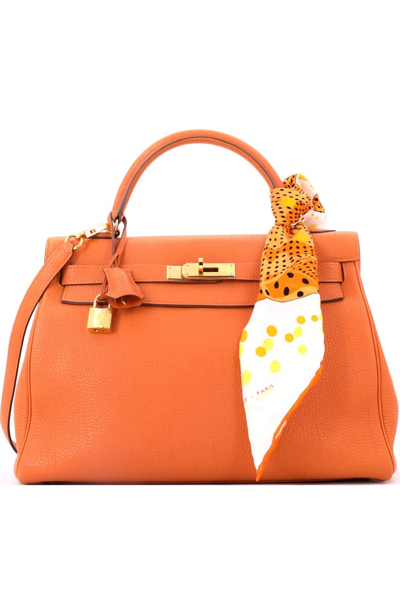 Pre-Owned Hermes Kelly Handbag Orange Togo with Gold Hardware 32, Main, color, Potiron