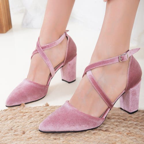 Forever & Always Shoes Women's Rose Gold Sina - Rose Velvet High Heels In Rose