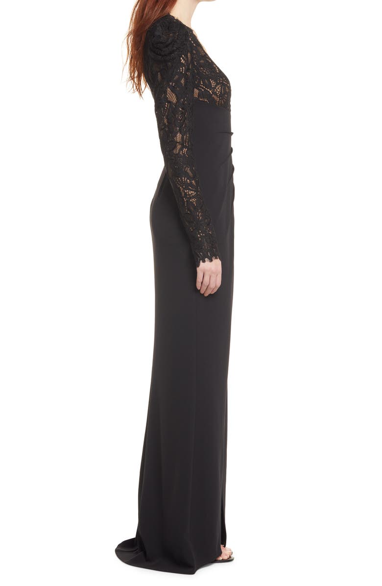 Tadashi Shoji Long Sleeve Scalloped Lace Crepe Dress, Alternate, color,