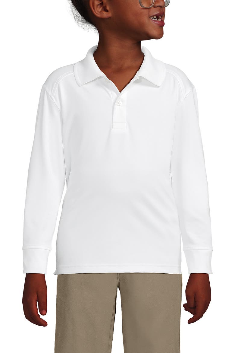 School Uniform Kids Long Sleeve Rapid Dry Polo Shirt, Main, color, White