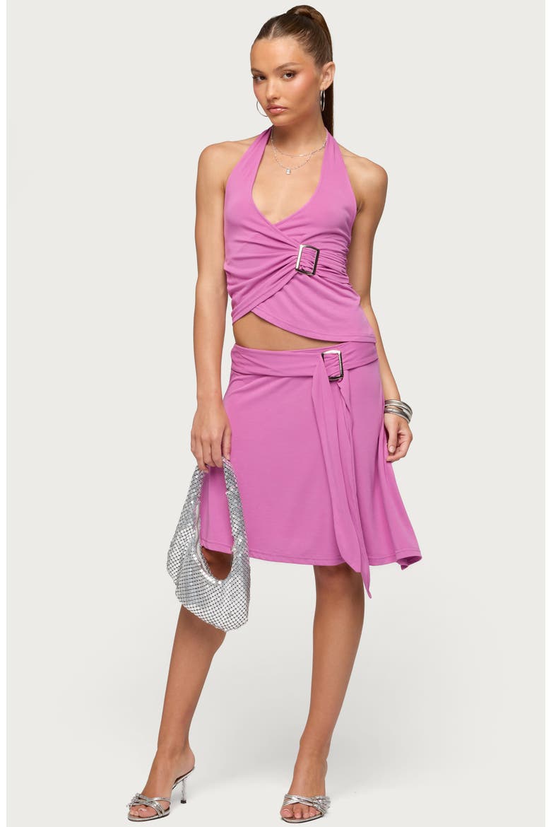 Fiori Buckle Halter Top, Alternate, color, PINK