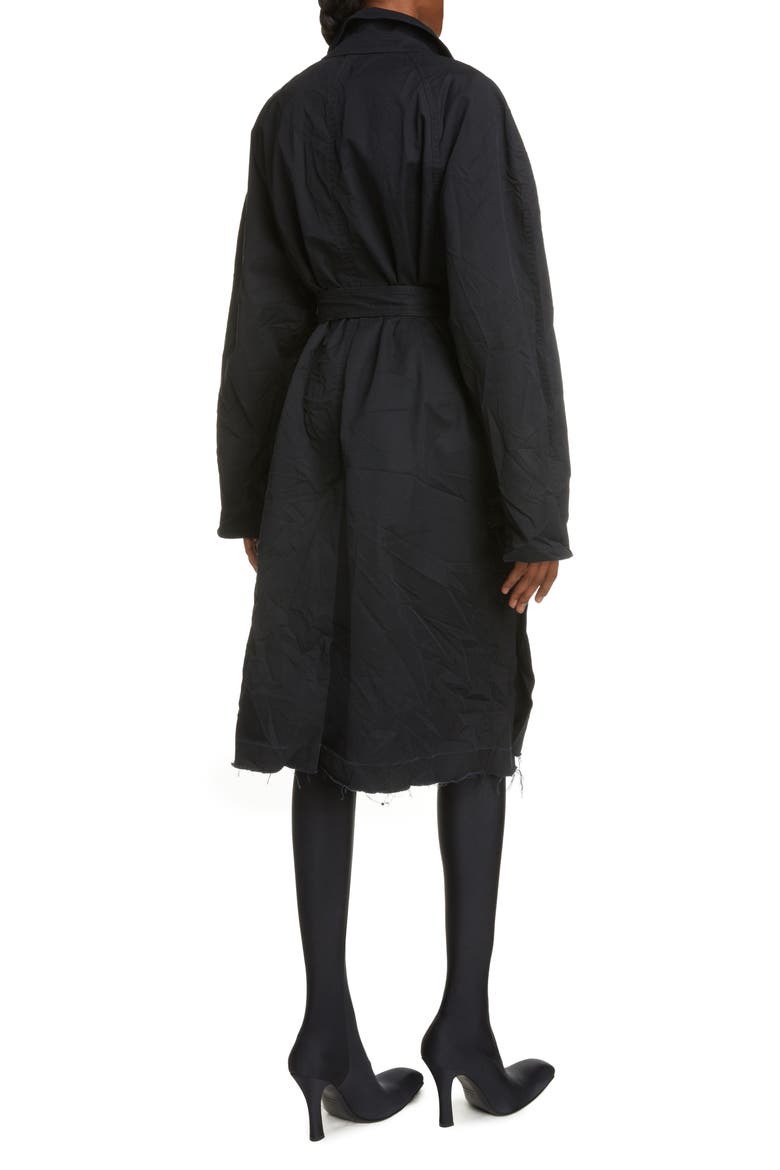 Cotton Drill Wrap Coat, Alternate, color, BLACK W