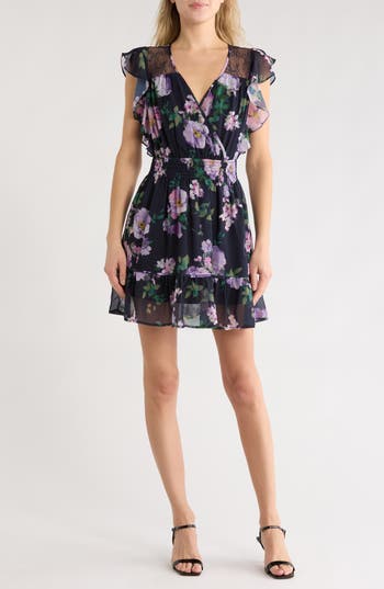 LOVESTITCH LOVESTITCH FLORAL CAP SLEEVE FIT & FLARE DRESS