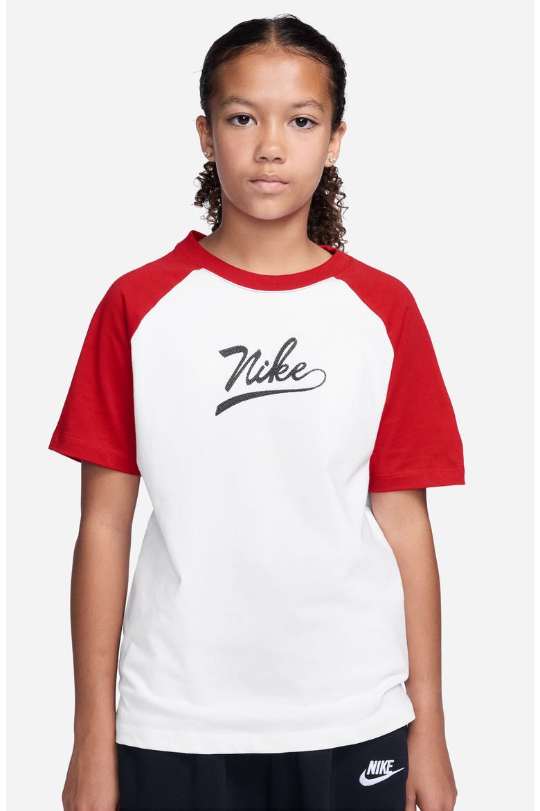 Kids Raglan Cotton Graphic T-Shirt, Main, color, UNIVERSITY RED