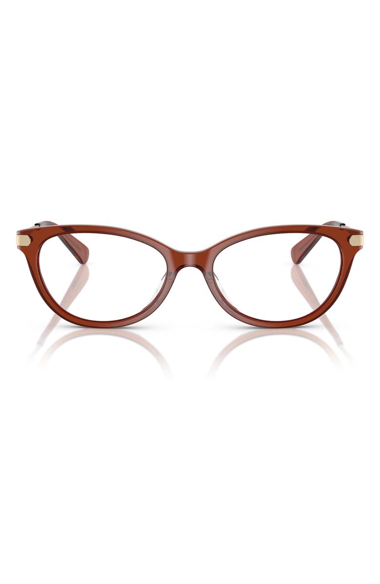 COACH 52mm Pillow Optical Glasses, Main, color, Transparent Brown / Demo Lens