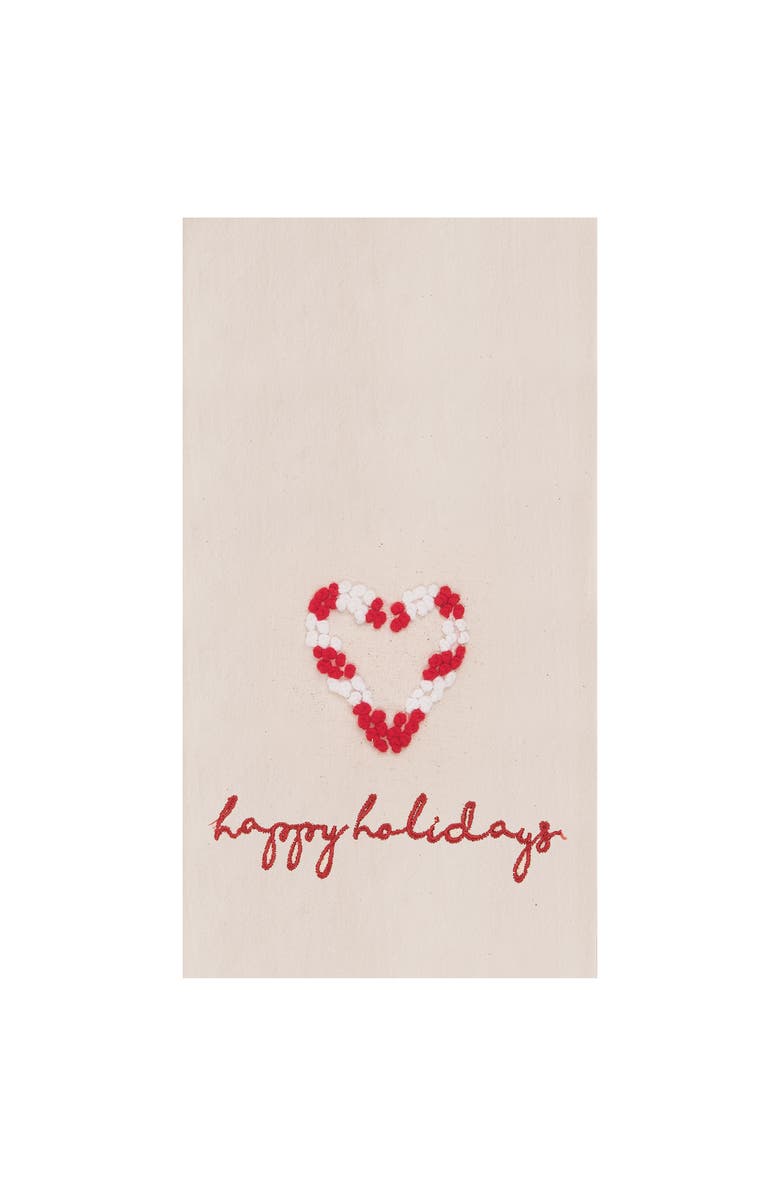 C&F Home Candy Cane Holidays Embroidered Flour Sack Kitchen Towel, Main, color, White